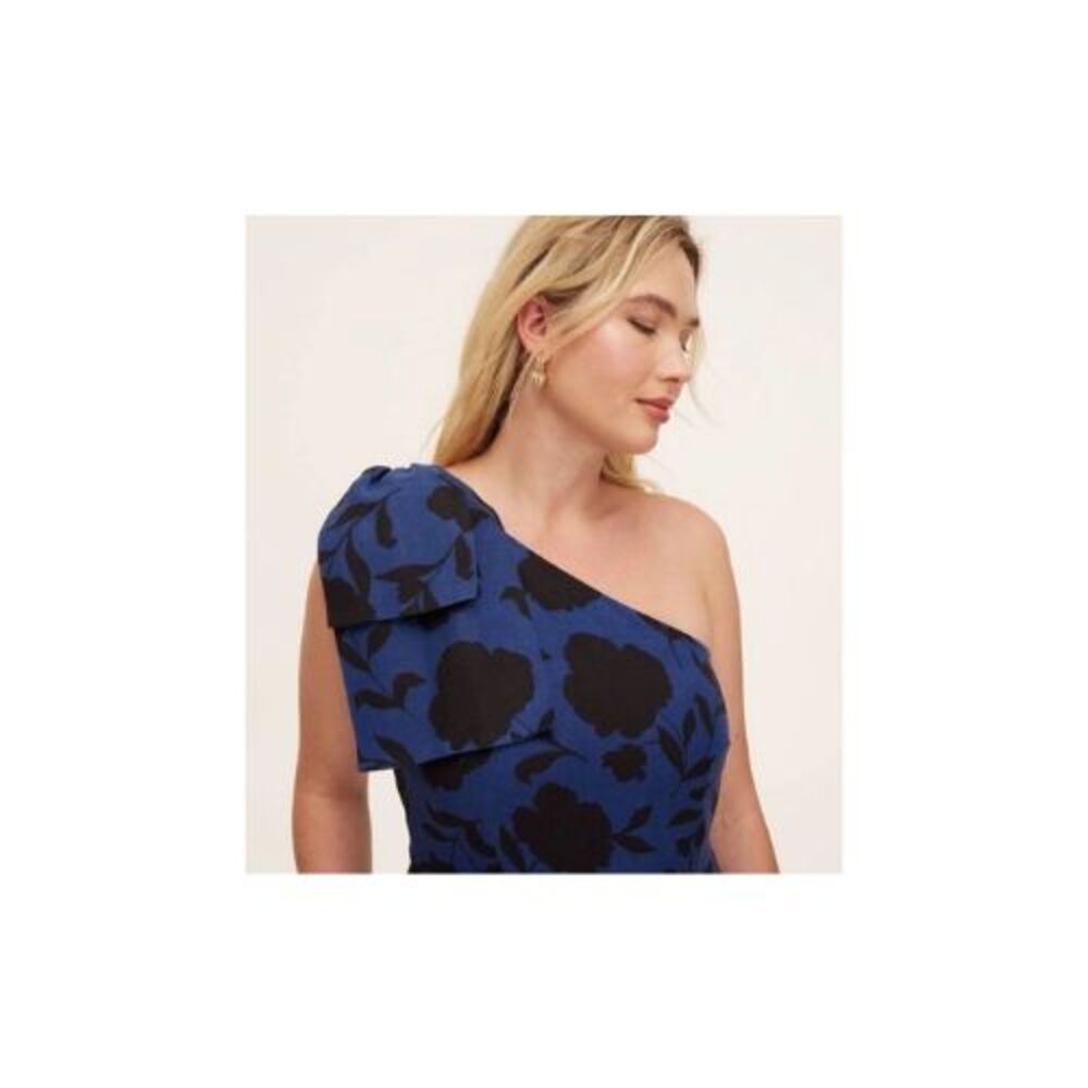 Kate Spade X Target Women Floral One Shoulder Linen Blend Jumpsuit Blue